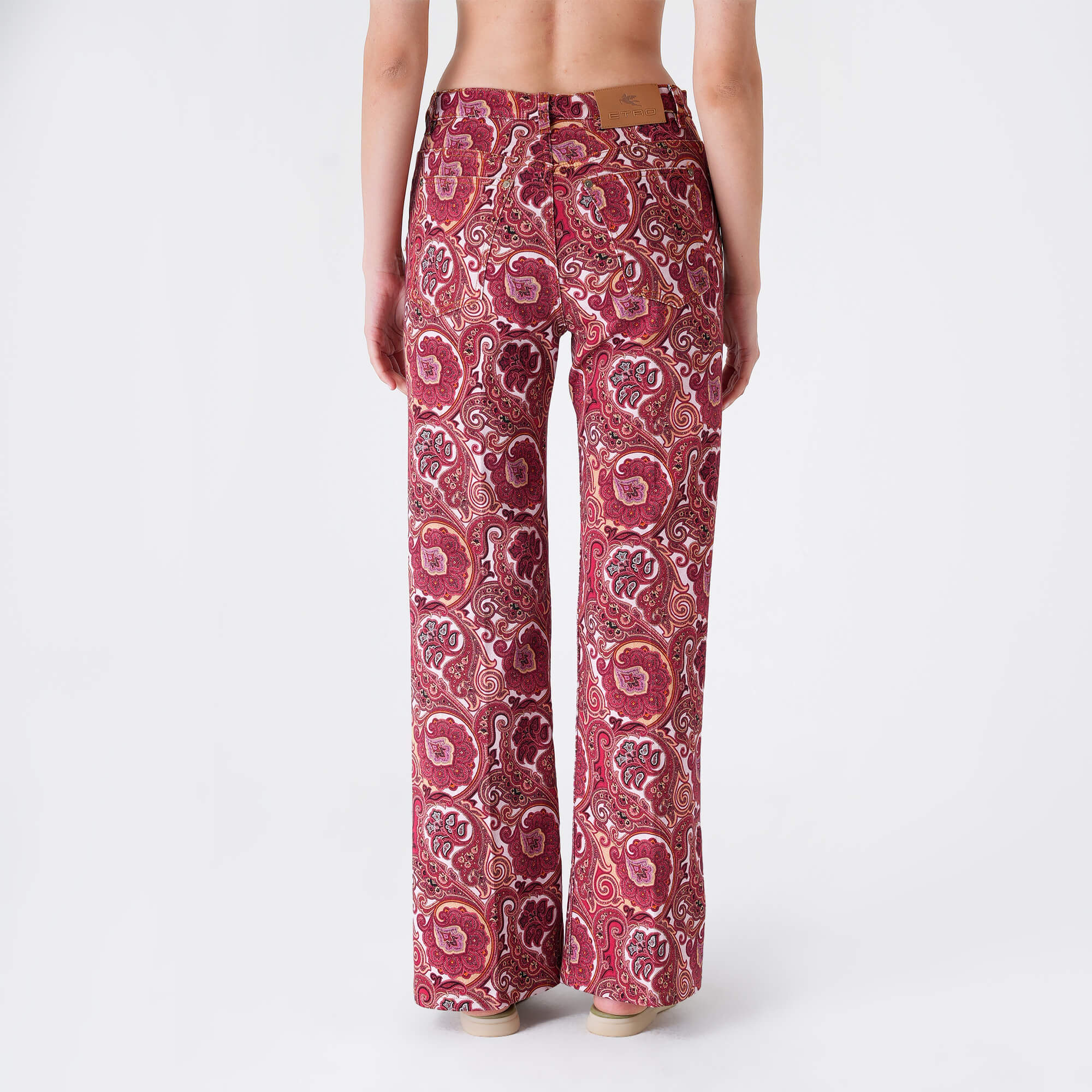 Etro - Red&Multicolor Ethnic Print Denim Pants